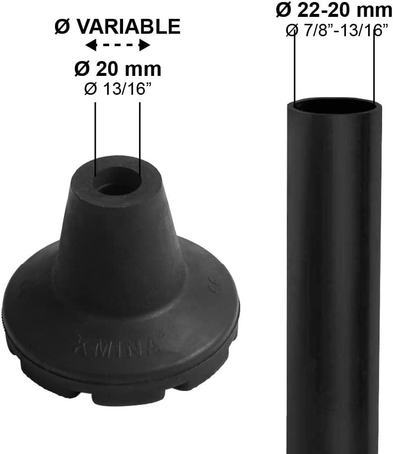 KMINA Heavy Duty 7/8 inch Crutch Tips (x2) Non Slip Rubber