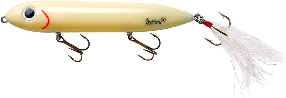 Heddon Super Spook Topwater Fishing Lure for Saltwater and Freshwater Bone  - Feather Dressed Feather Super Spook Jr (1/2 oz)