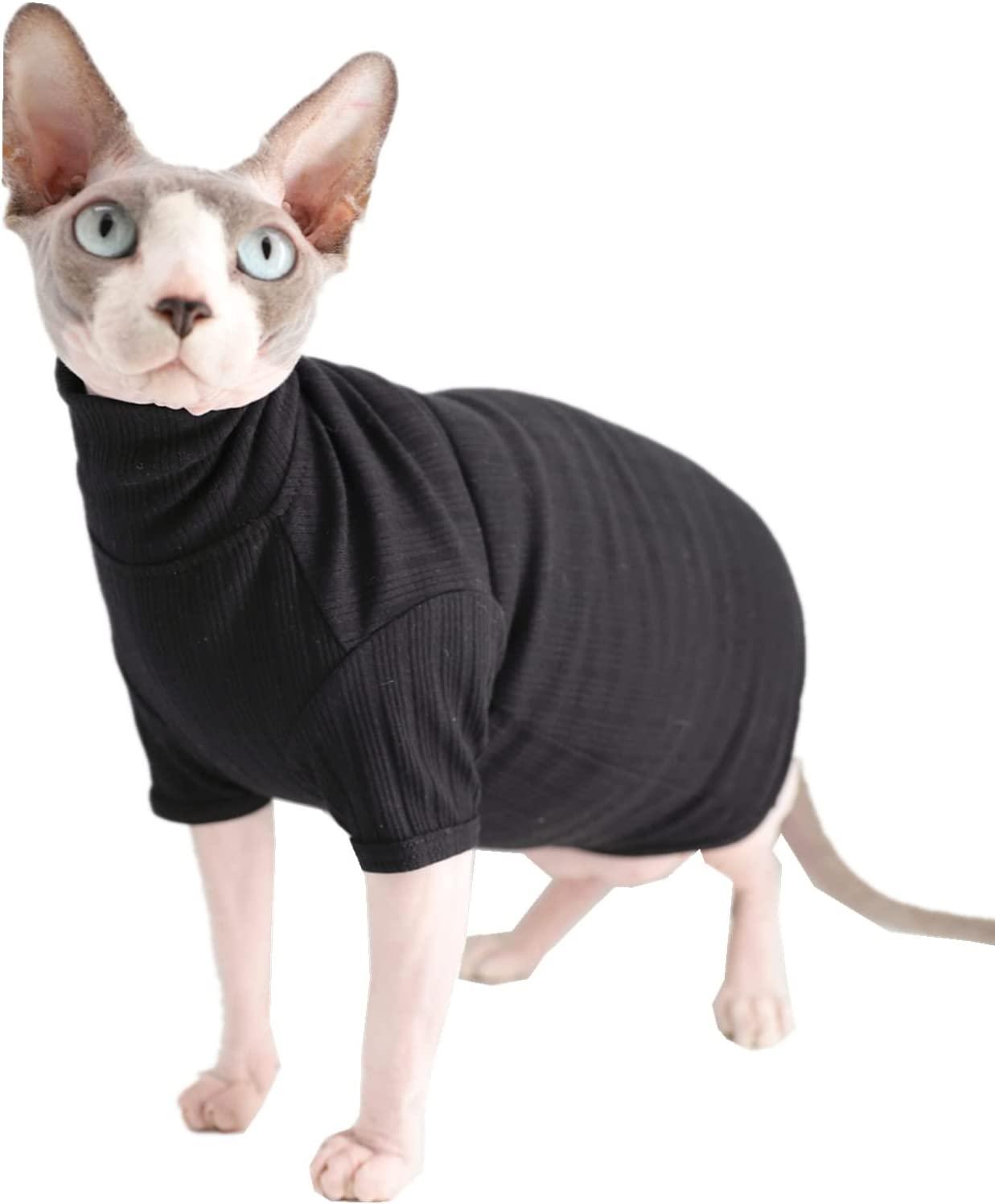 WCDJOMOP Hairless Cats Clothes - Turtleneck Cotton Sweater Shirt Winter  Warm Cat Wear Coat Shirt Jumpsuit Clothes for Sphynx, Cornish Rex, Devon  Rex