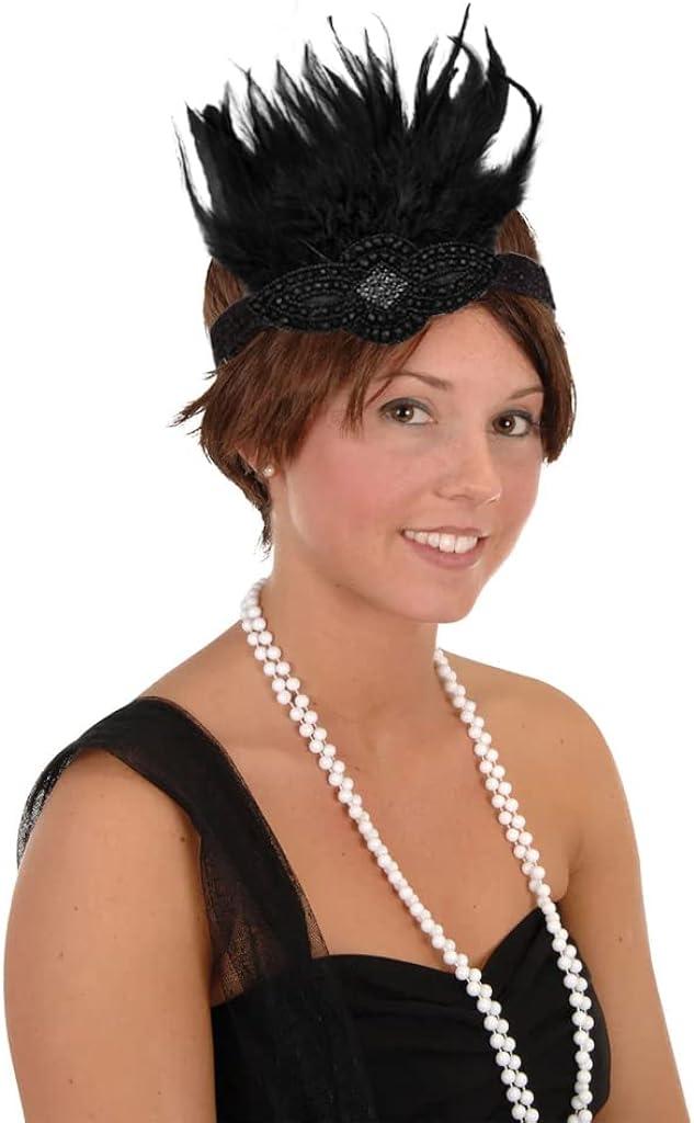 Vintage 1920s Flapper fascia Roaring 20s Great Gatsby copricapo con piuma di pav
