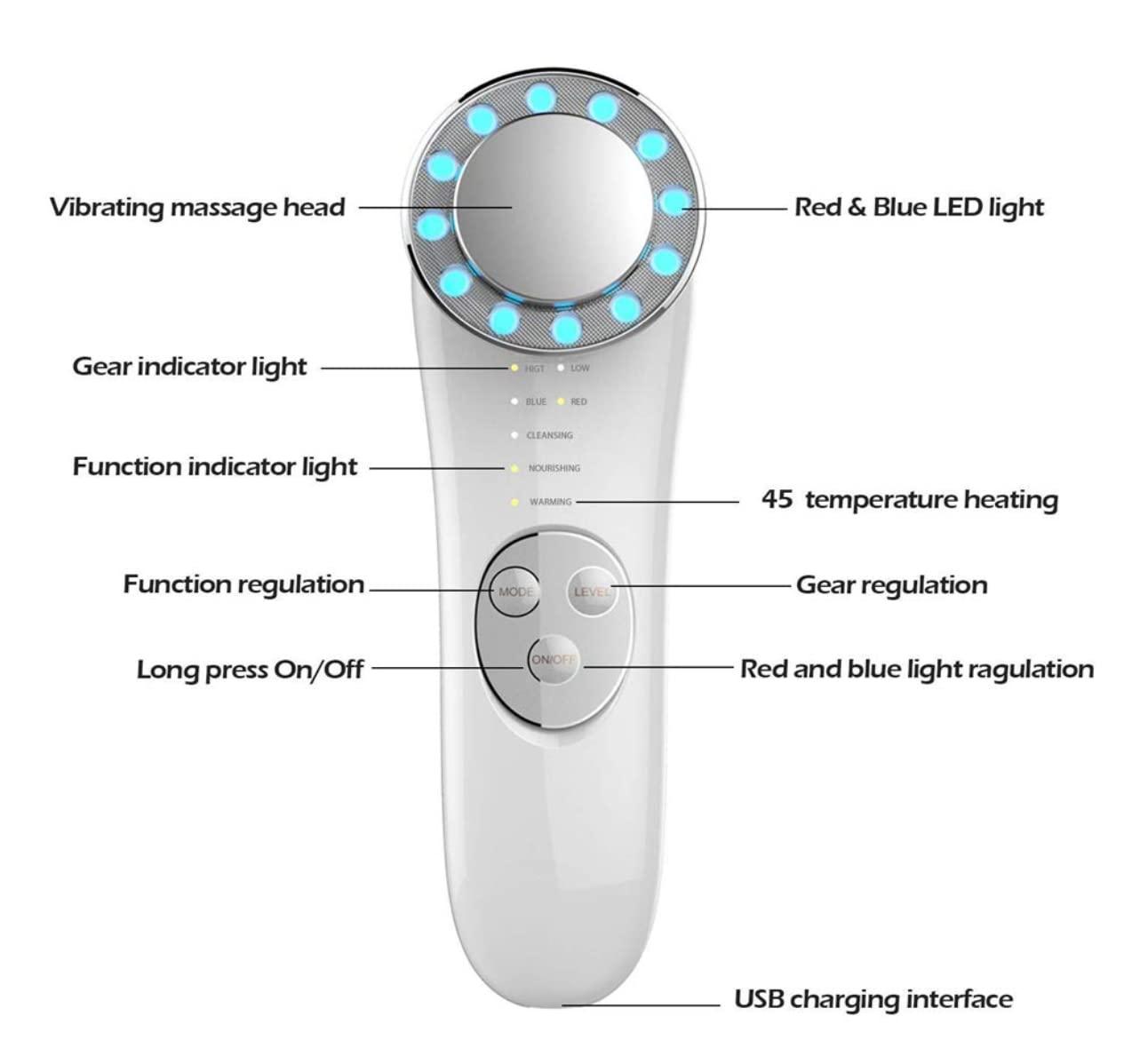 7 in 1 Skin Care Tools 美顔器 ホワイト Amazon.com: Face Massager Tool，7-in-1 Facial Massager, Face