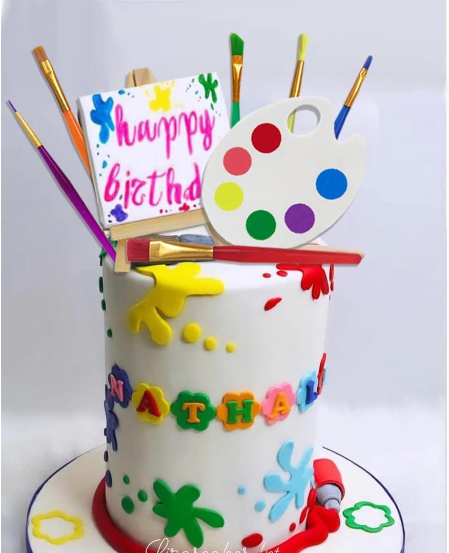 Art Paint Cake Topper Paint Brush Canvases Palette Cake Topper Artist