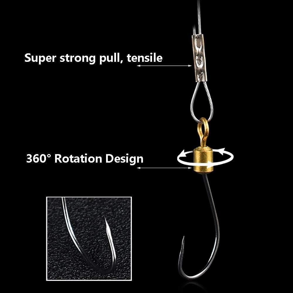 Dyxssm Stainless Steel Fishing Hooks with Leader Rigging 3 Hook Line Rig for Fishing, 10 Styleb