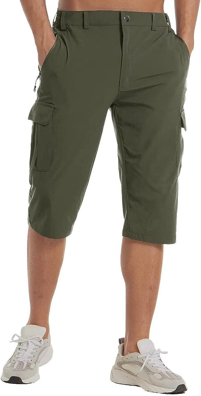 MAGCOMSEN Men s Workout Gym Shorts Quick Dry 3 4 Capri Pants