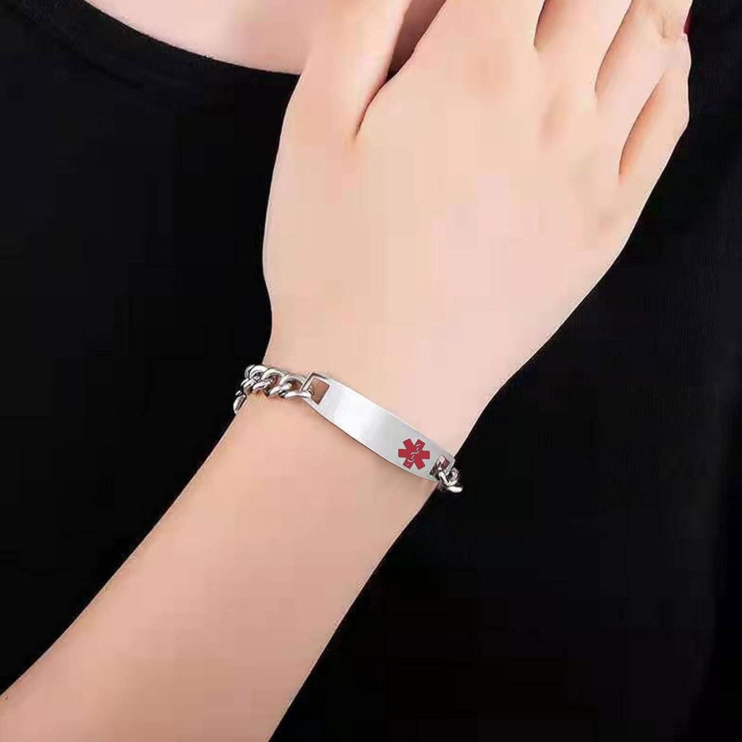 GetUSCart- HEABY Medical Alert ID Bracelet Laser Engraved DO NOT  RESUSCITATE Adjustable Wristband for Men Women Emergency First Aid