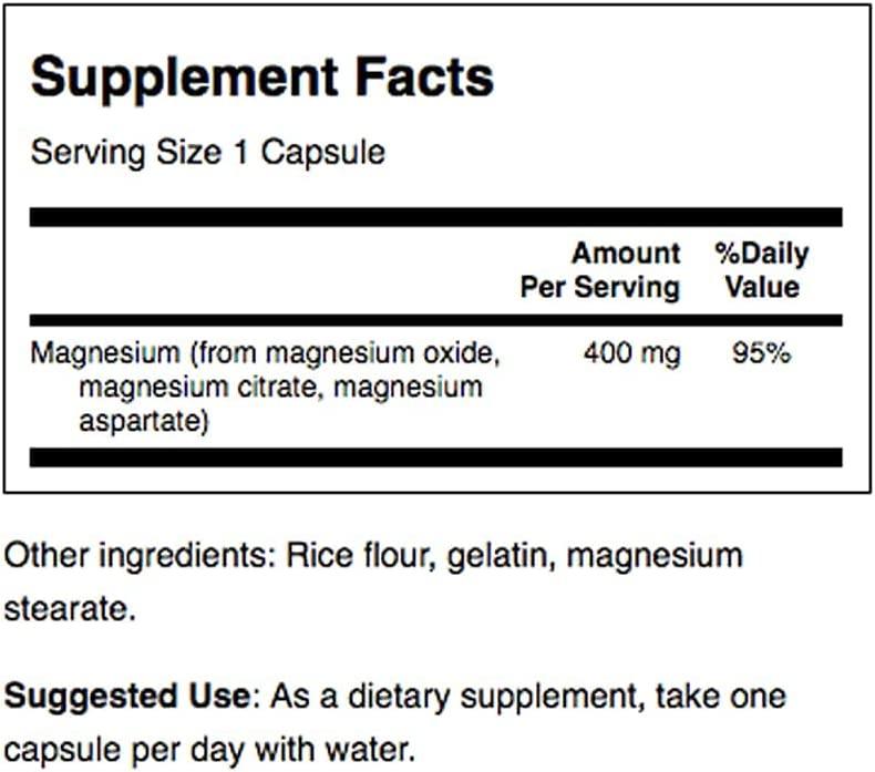 Swanson Triple Magnesium Complex 400 mg 100 Capsules for Optimal Health