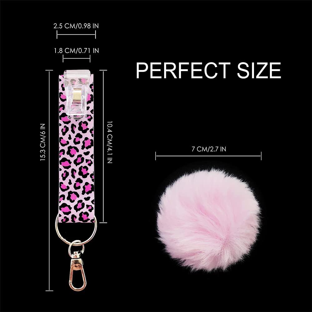 Purple Cheetah XL-PVC Card Grabber Keychain Pom Pom Ball - Easy