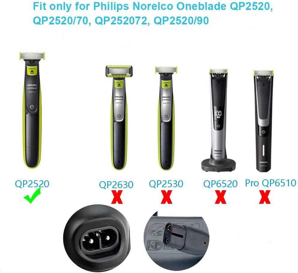  Cargador eléctrico de afeitadora de 4.3 V 70 mA para Philips  A00390, para Philips Norelco Oneblade QP2520, QP2520 / 90, QP2520 / 70,  QP2520 / 72, adaptador de alimentación para afeitadora de aseo : Belleza y  Cuidado Personal