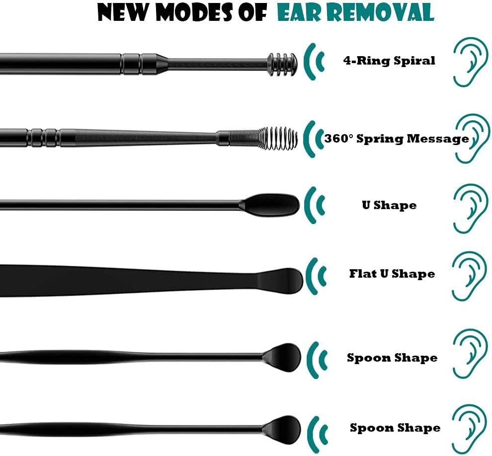Ear Wax Removal Kit - Ear Pick Tools Stainless Steel 6 In 1 Ear