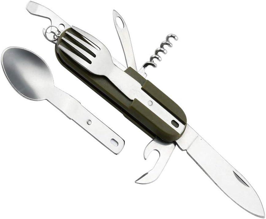 Beikal Folding Tableware, Stainless Steel Outdoor Camping Dinnerware,  Detachable 7 in 1 Multi Function Tool
