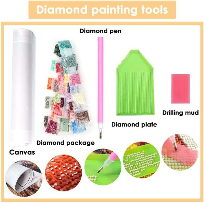 5D Diamond Painting, DIY Diamond Painting Kit for Adults, Paint Pictures by  Number, Diamond Art Pictures Crystal Cross Stitch Art for Home Wall Decor