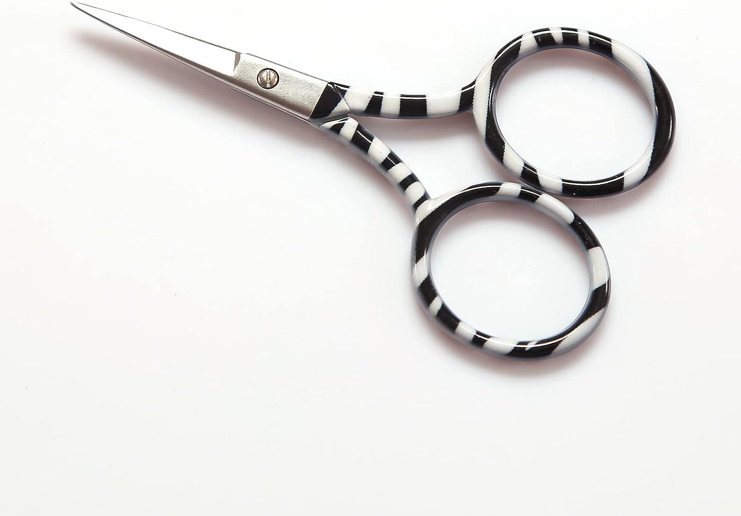 YJSStriving 3.5 Inch Small Scissors Beauty Eyebrow Trimmer Scissors Eyelash  Scissors for Eyebrow, Facail Hair, Eyelash, Hair Trimming Zebra-stripe