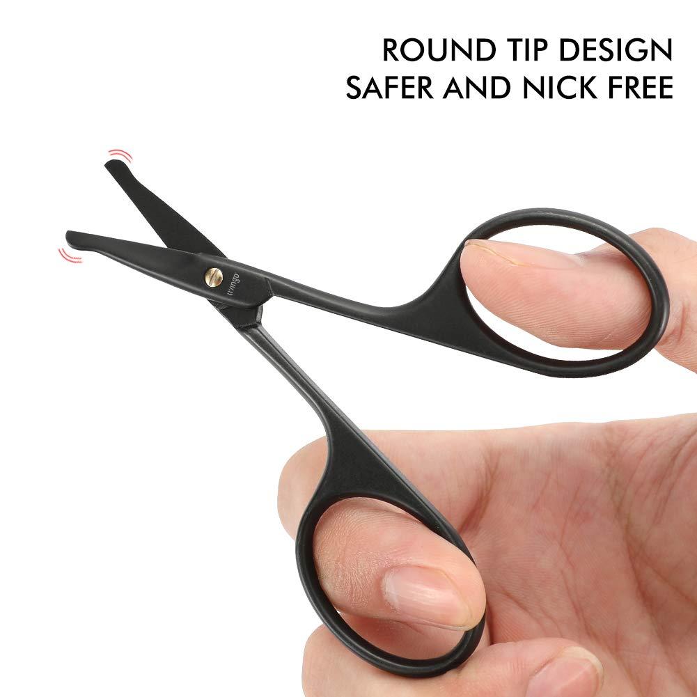 LIVINGO 4.5 inches Beard & Mustache Scissors for Men, Professional Rounded  Tip Safety Sharp Stainless Steel Small Beauty Facial Nose Hair Trimming  Shears Kit with Mini Comb and Leather Case