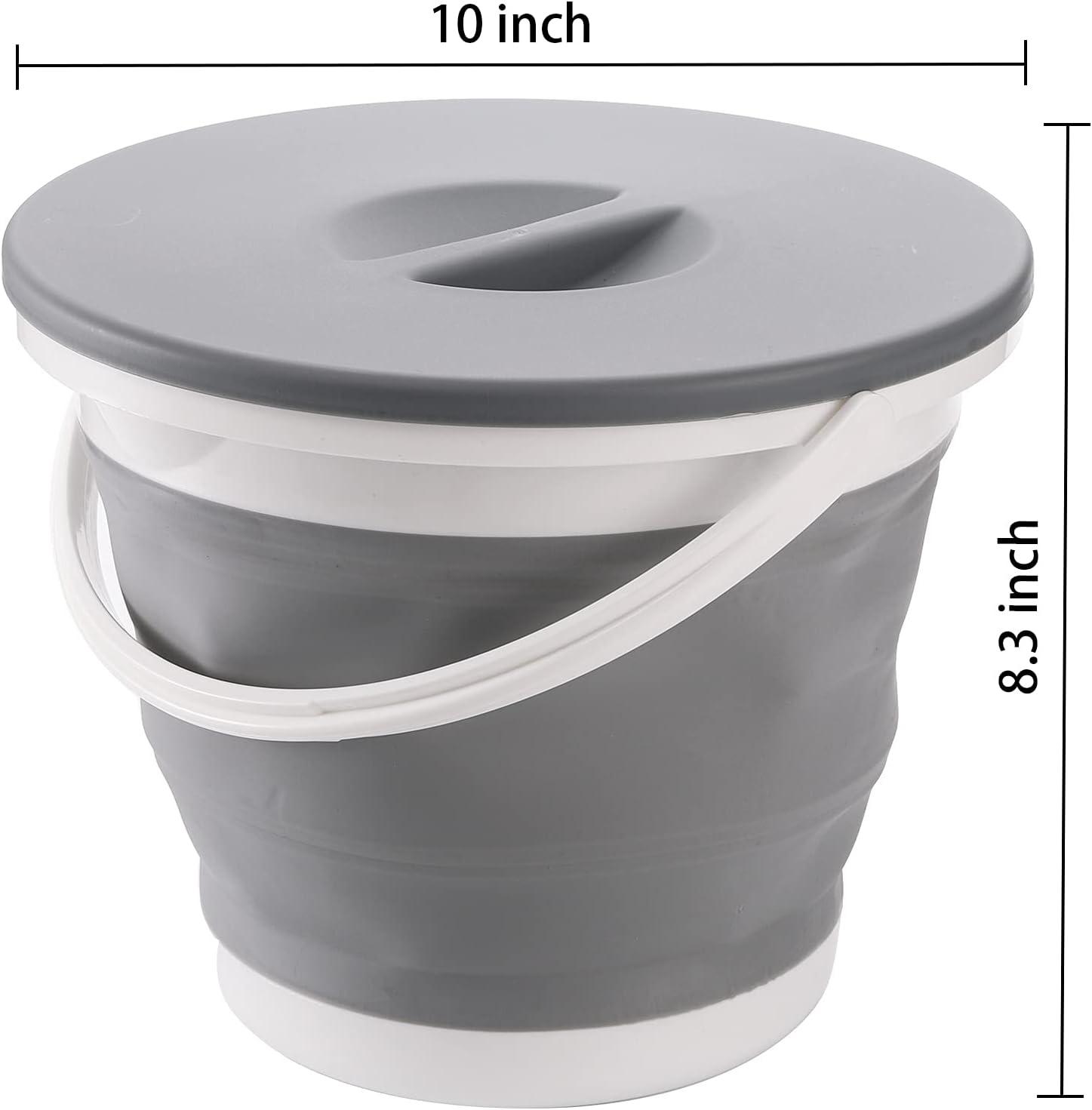 Bekith 2 Pack Collapsible Plastic Bucket with Locking Lid 5L