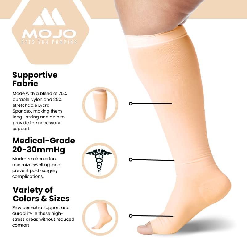  Mojo Compression Socks Beige 20-30mmHg Opaque Graduated Support  Stockings - Designed to help with Spider Veins, Swelling and Lymphatic  issues - Small Unisex A201BE1 : Health & Household