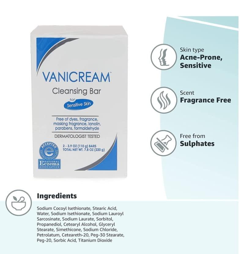 Vanicream Cleansing Bar 3.9 Oz (110 G) Pack of 2 by Vanicream Fresh 3.9