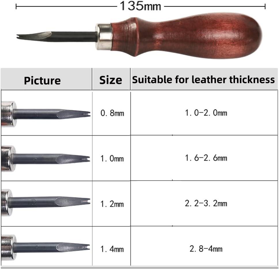 WUTA Leather Edge Bevelers, 4pc High Carbon Steel Edge Skiving Set, Leather  Wood Handle Leather Tools, Leather Craft Keen Edge Cutting for Beveling  (0.8mm+1mm+1.2mm+1.4mm)