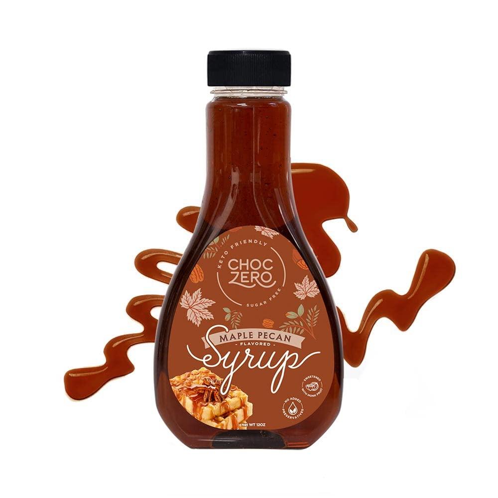 ChocZero's Maple Pecan Keto Syrup Sugar Free Pancake Syrups Dark