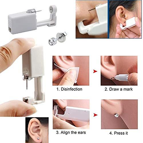 Pimoys 4pcs Painless Ear Piercing Gun Disposable Safety Asepsis Piercing  Tool Kit with Ear Studs 4 Count (Pack of 1) White