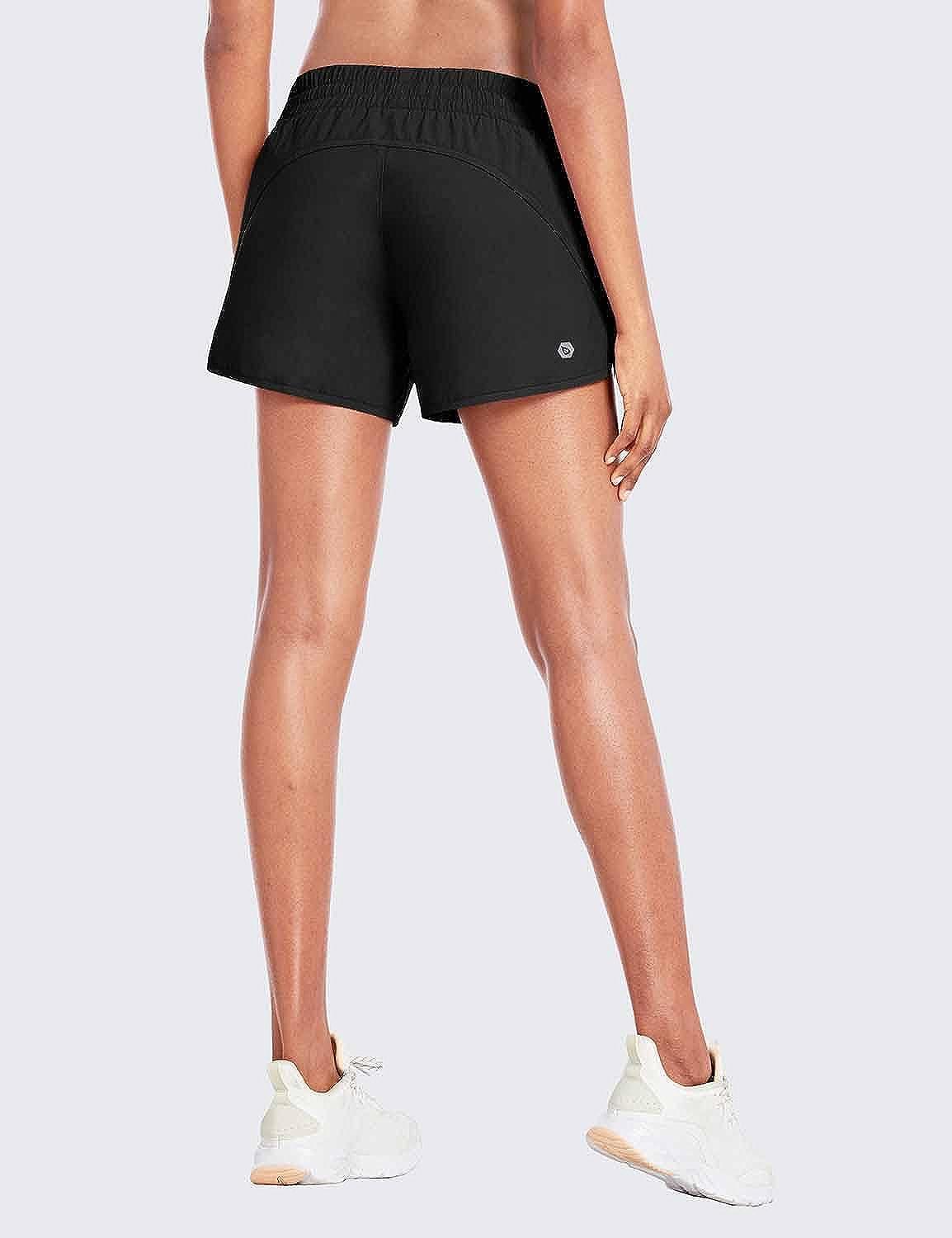 BALEAF Women's 4 Running Shorts Zipper Pockets Quick Dry Athletic