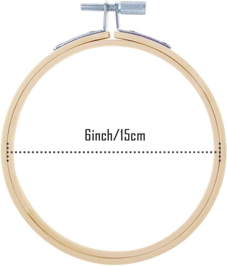 Caydo 12 Pieces 6 inch Embroidery Hoops Set Bulk Bamboo Circle Cross Stitch Hoop Round Ring