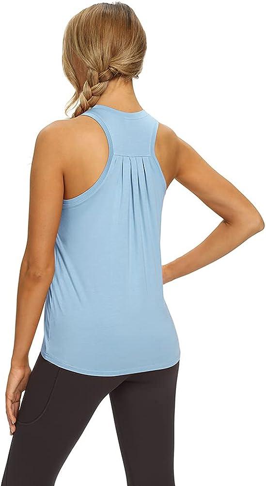 GetUSCart- Mippo Workout Tops for Women Yoga Tops Tie Back Workout Tennis  Hiking Yoga Shirts Athletic Exercise Racerback Tank Tops Loose Fit Muscle Tank  Exercise Gym Running Tops for Women Light Blue