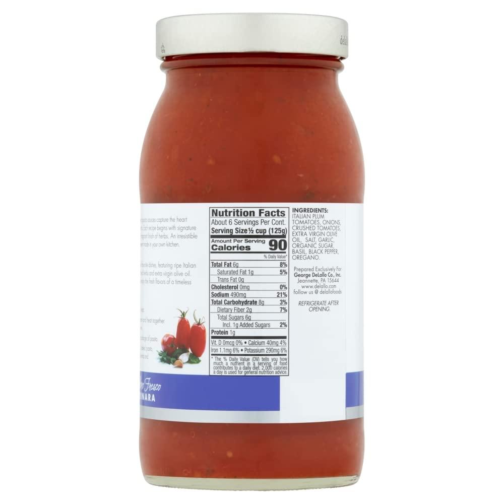 DeLallo Pomodoro Fresco Marinara Pasta Sauce, 25.25oz Jar, 6Pack
