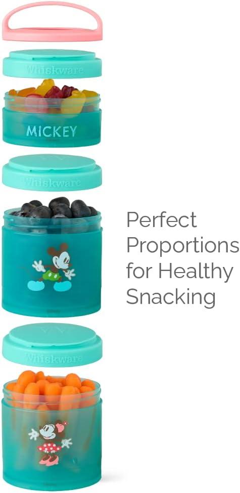 Whiskware Disney Stackable Snack Containers for Kids and Toddlers 3 Stackable  Snack Cups for School and Travel Mickey and Minnie