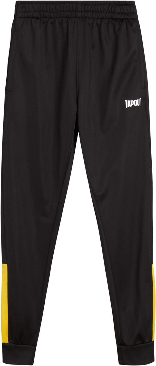 TAPOUT Boys Sweatpants 2 Pack Active Tricot Jogger Pants (Size: 4-16) Black/Grey  14-16