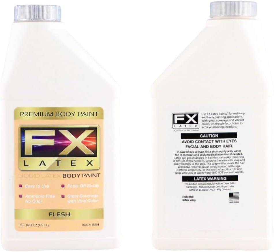 AmmoniaFree Liquid Latex Body Paint Flesh 16oz Jar NonToxic Body