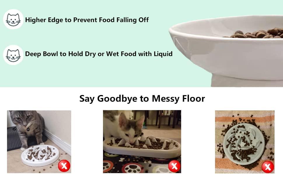 Kopmath Ceramic Raised Cat Slow Feeder Healthy Eating for Wet