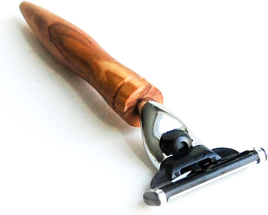 DOM Wet Razor with Olive Wood Handle - Zugspitze FU Blade for a ...