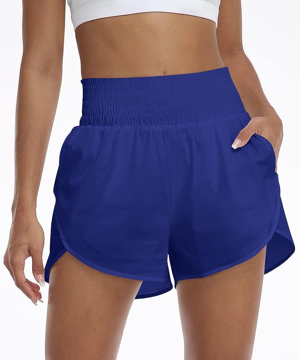 Women's Athletic Shorts High Waisted Running Shorts Pocket Sporty