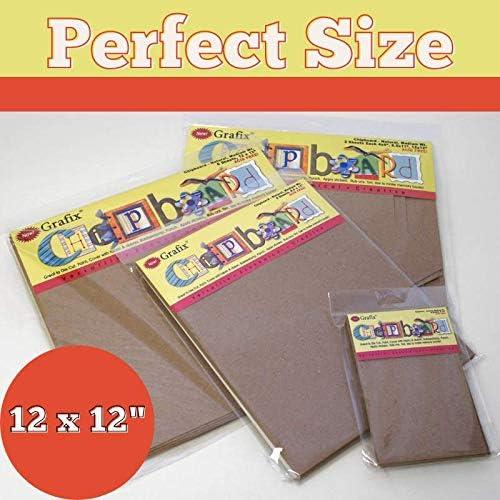 Grafix 6 Fogli Di Chipboard Marrone Naturale Peso Medio - 21,6 X 28 Cm - Per Scrapbooking E Modellismo