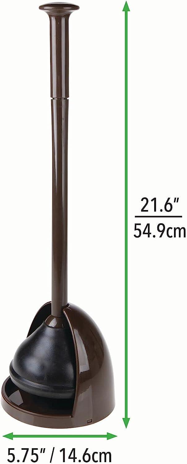 mDesign Plastic Freestanding Hideaway Toilet Bowl Plunger with Holder