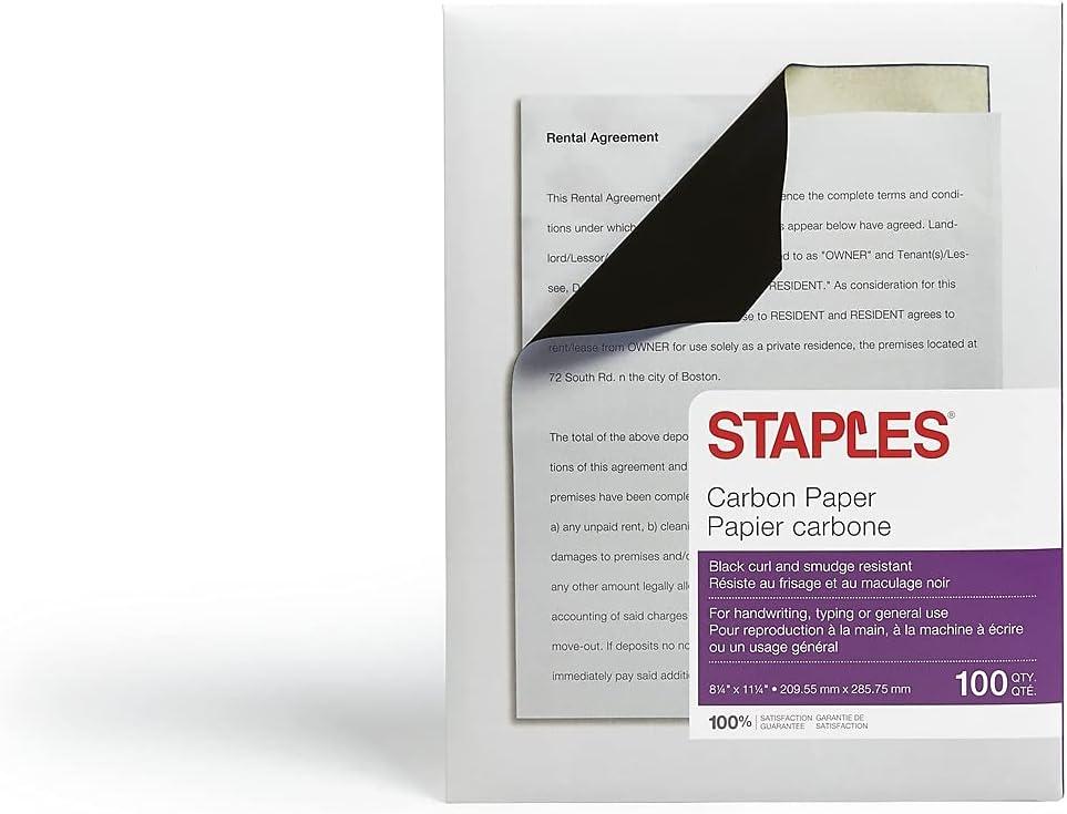 Staples 150912 Carbon Paper 81/2Inch X 11Inch Black
