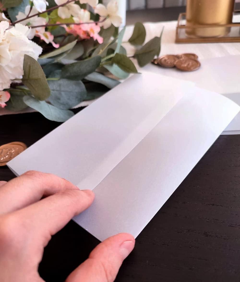 Vellum Jackets for 5x7 Invitations 105GSM Pre-Folded Vellum Paper 5x7  Jackets Vellum Wedding Invitations Wraps for Wedding Invitations Jacket 50  Pack