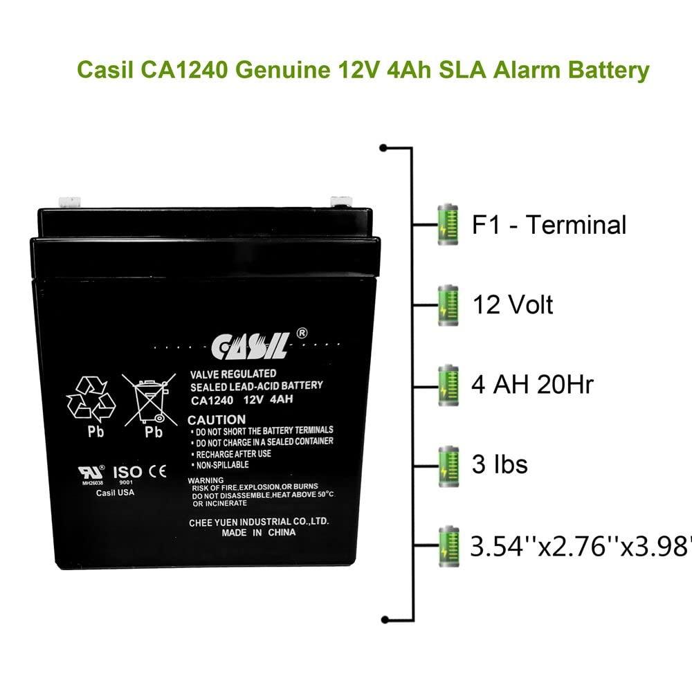 Casil CA1240 Genuine 12V 4Ah SLA Alarm Battery