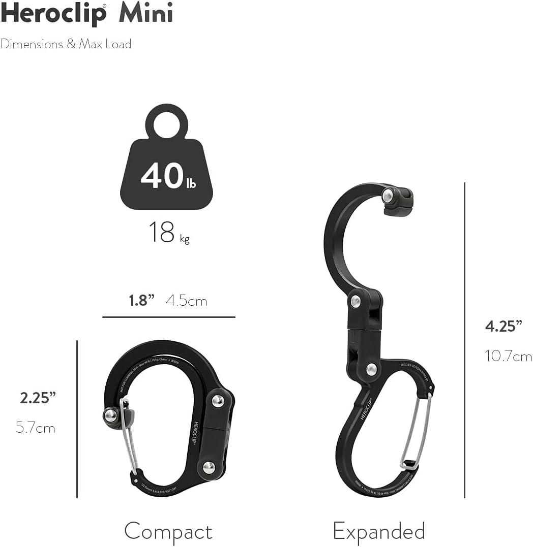 GEAR AID HEROCLIP Carabiner - Small 3-in-1 Clip & Hook For Bags & Gear | 50lb Capacity Black/Blue