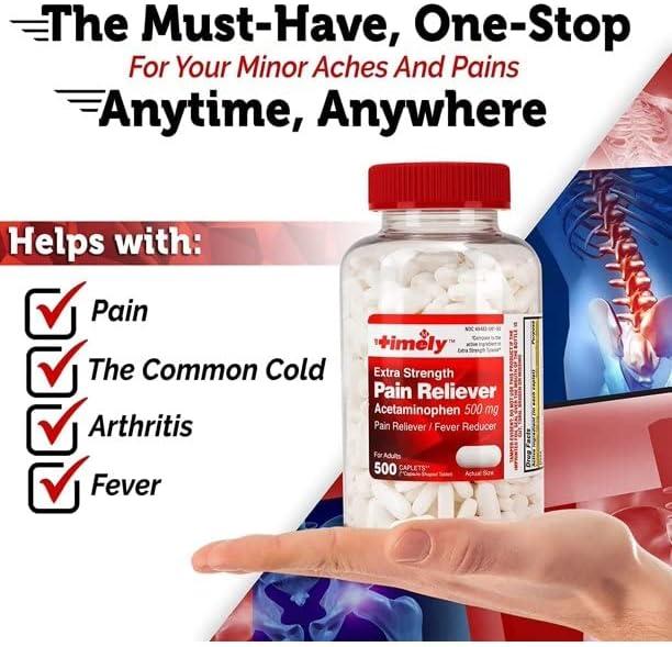 Timely Extra Strength Pain Relief Tablets 500 ct Acetaminophen 500mg