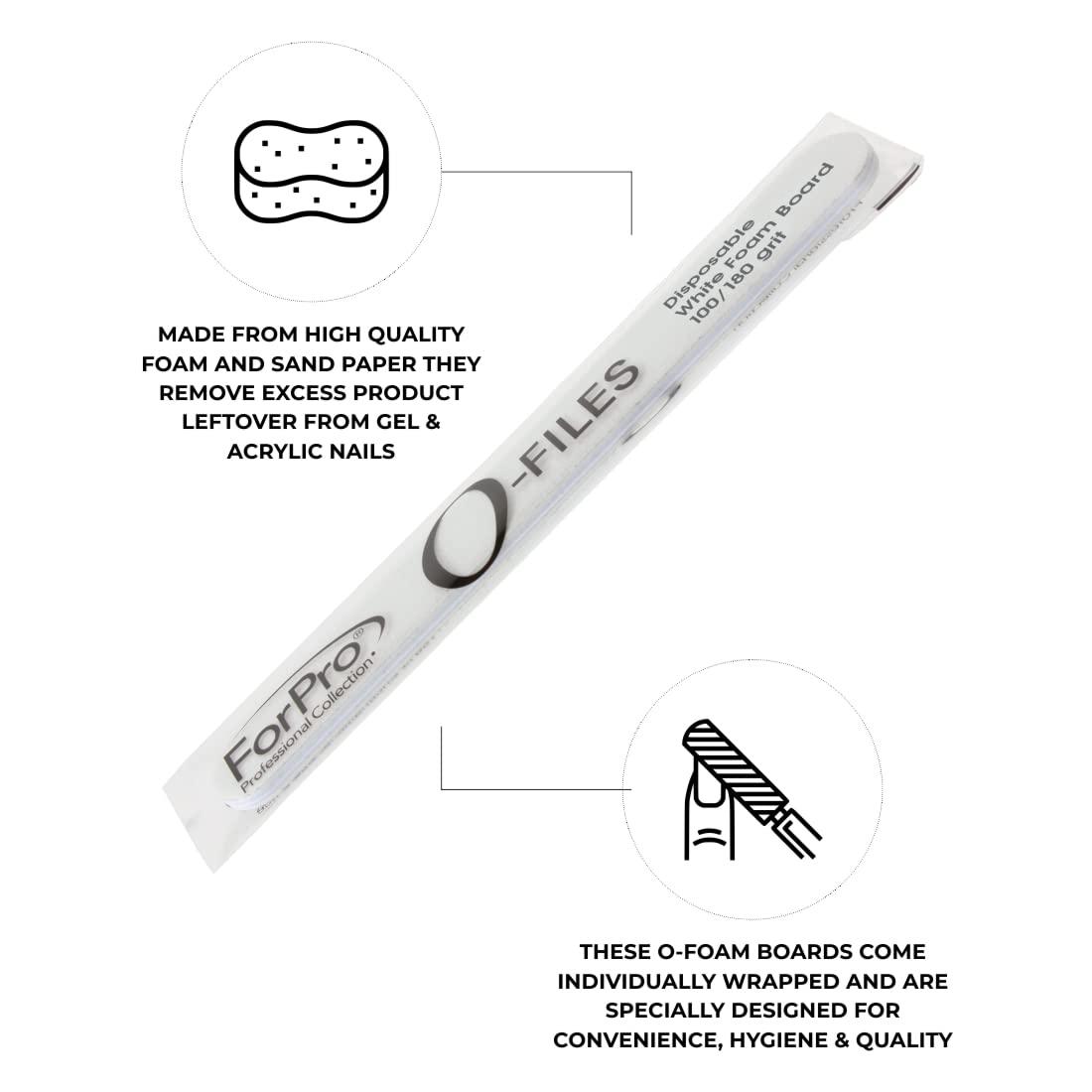 ForPro OFiles Foam Board DoubleSided Manicure Nail File 100/180 Grit