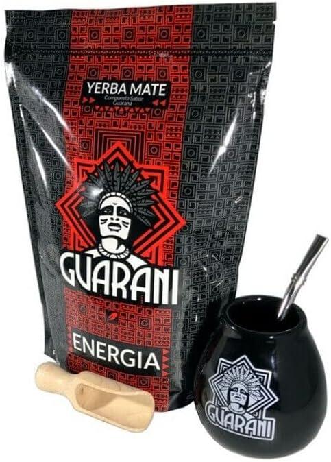 YERBA MATE Green STARTER SET Natural Strong Energy Drink Mate Tea Complete Set Begginer's Kit ENERGY Booster Green Mate ENERGY 500g Kit Ceramic Cup Gourd 300ml Bombilla| Wooden Scoop | Buy Now - View #5