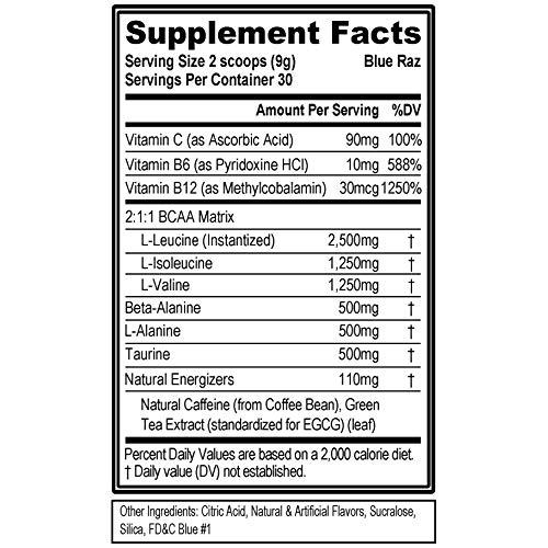 Evlution Nutrition BCAA Anytime Energy Powder Pre Workout Powder with