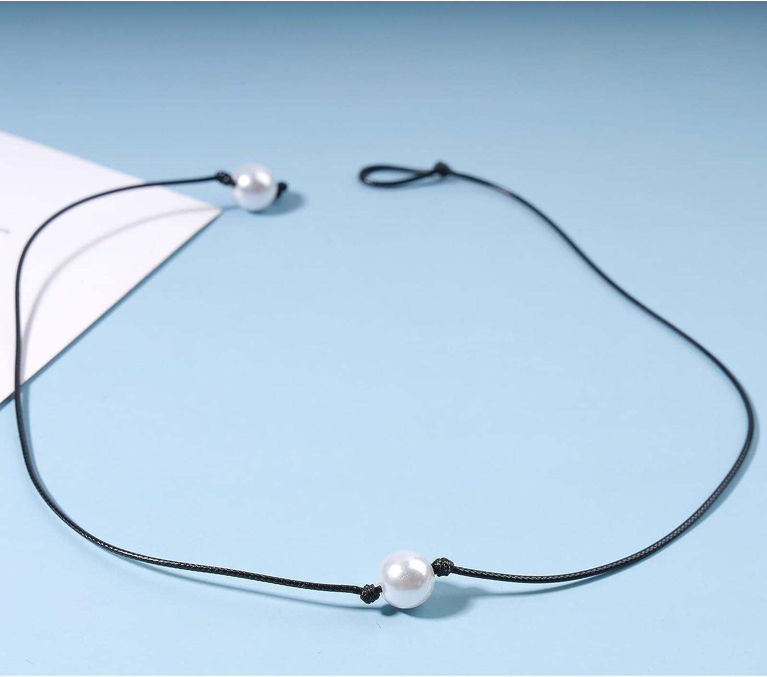 Pearl necklace with black string hotsell