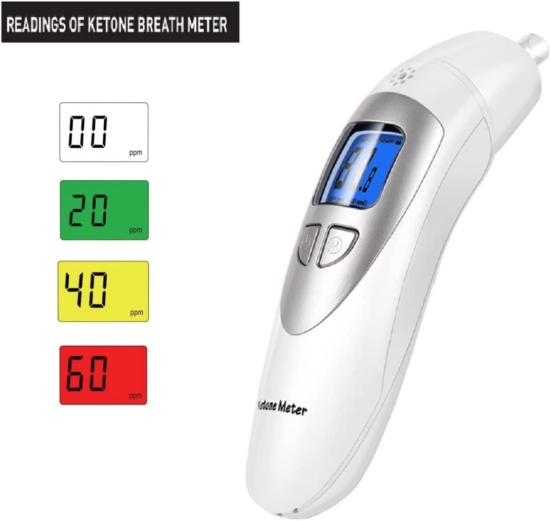 Ketone Breathalyzer, Ketogenic Breath Ketosis Breath Ketone Analyzer with 10 Mouthpiece(White)