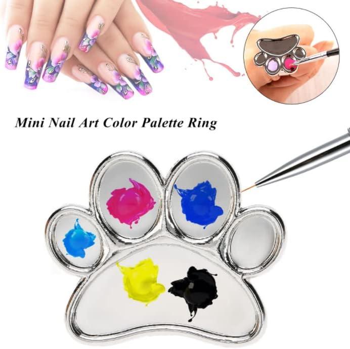 Healeved Nail Gel 2pcs Ring Manicure Dish Nails Color Plate Nail Art  Manicure Color Mixing Board Nail Paint Palettes Finger Rings Manicure Nail  Tray