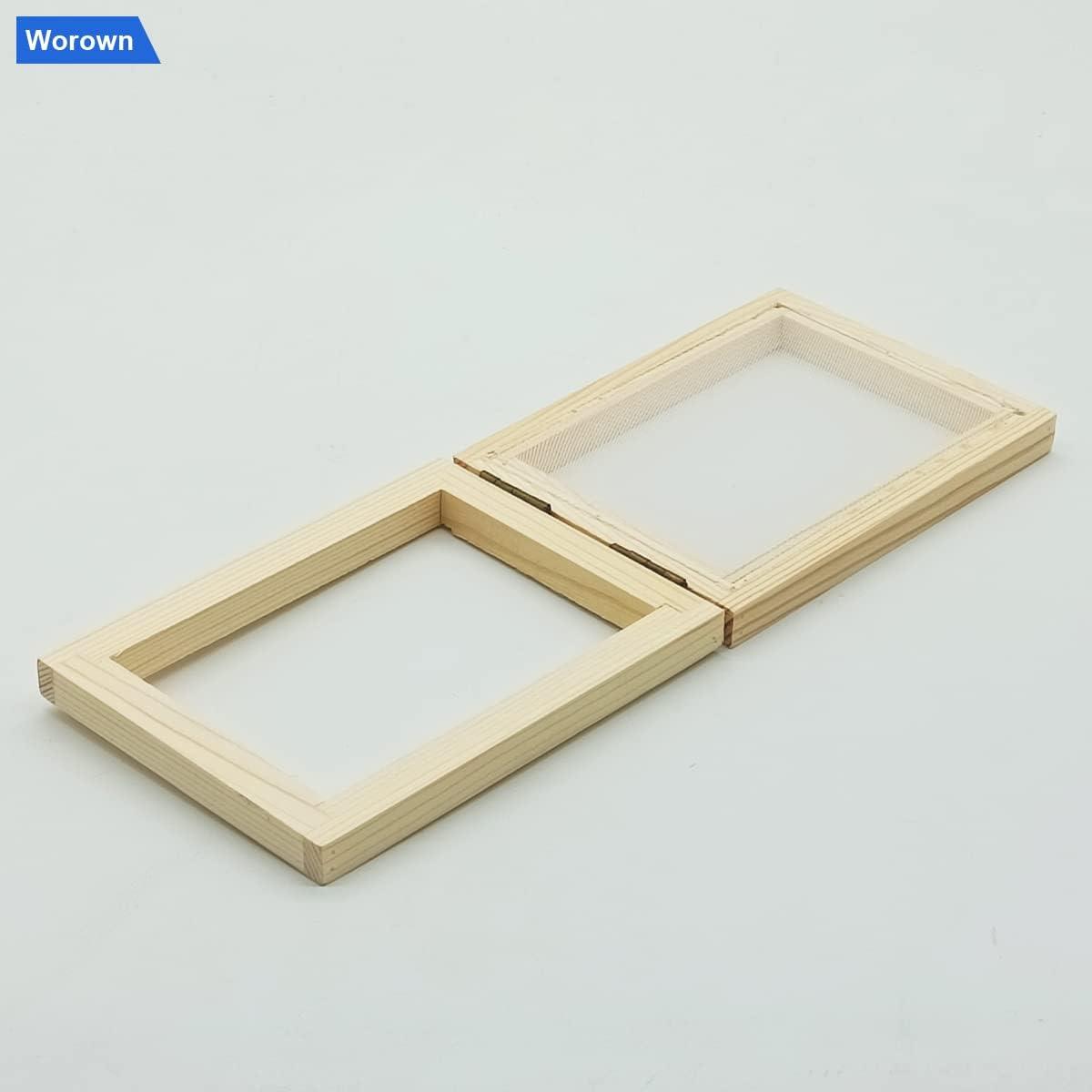 Worown A7 Size Paper Making Screen Natural Wooden Papermaking Mould 4 x