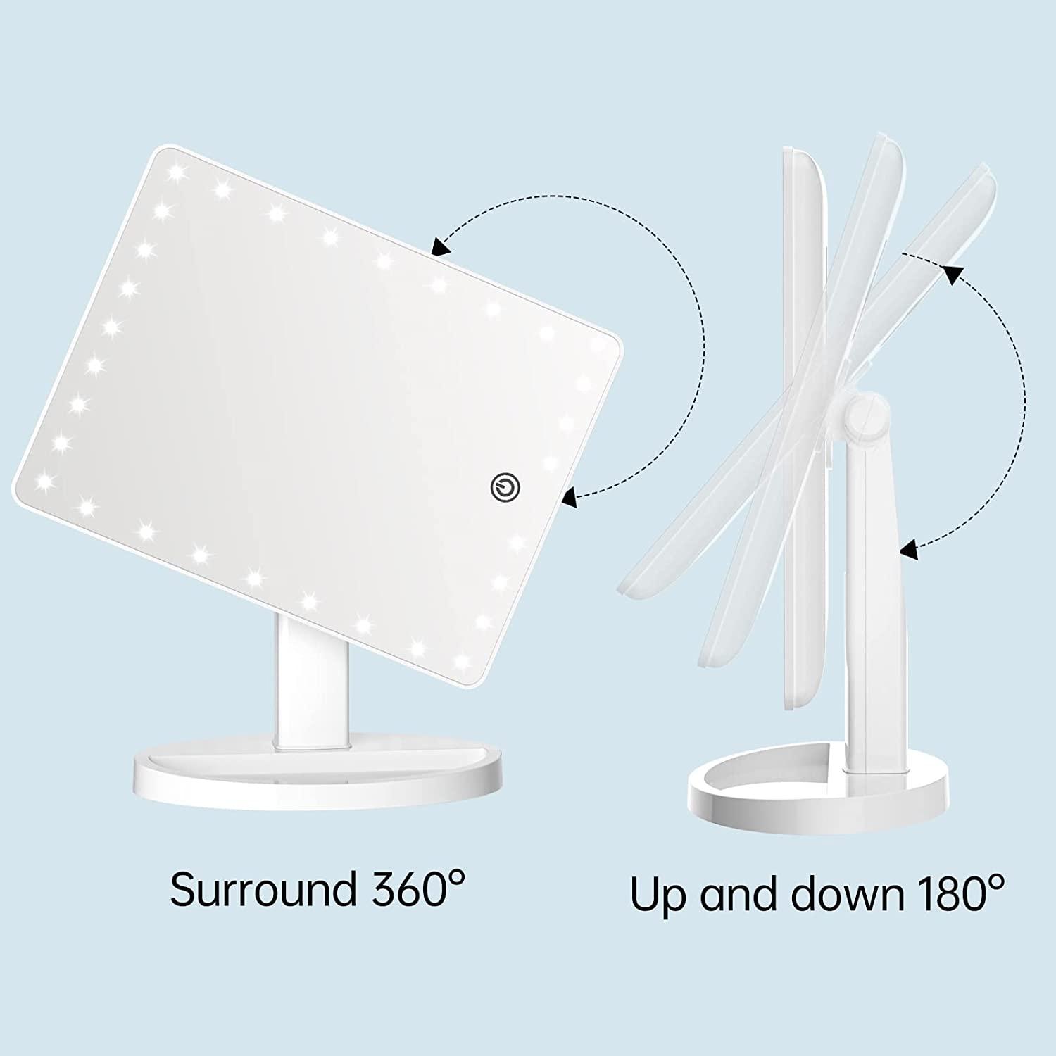 Lighted Makeup Vanity Mirror with Phone Holder,Makeup Mirror with