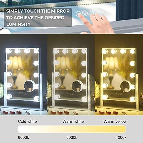 Fenair Large Makeup Mirror with Lights, Lighted Hollywood Vanity Mirror with 12 Dimmable Bulbs 3