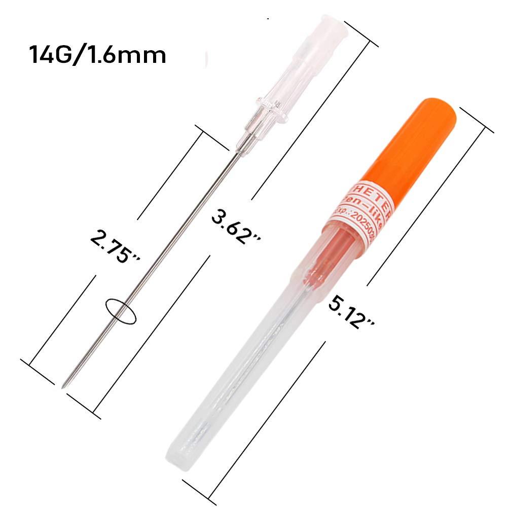 Jconly Catheter Needles 50PCS Mix 14/16/18/20/22 Gauge Piercing